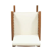 Casa Brown Patina Wood Outdoor Patio Rocking Chair with Cream Cushions