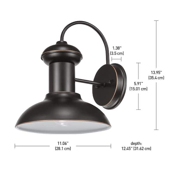 Jamenson Oil-Rubbed Bronze Farmhouse Indoor/Outdoor 1-Light Wall Sconce - Thumbnail 3