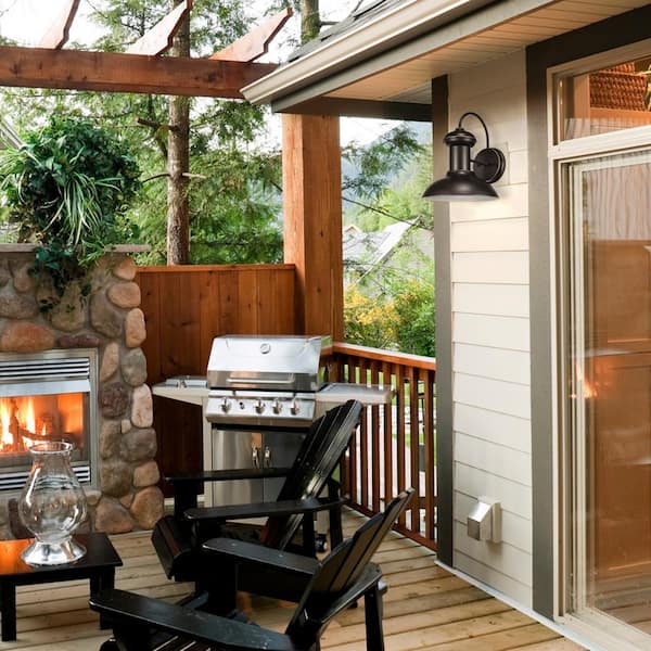 Jamenson Oil-Rubbed Bronze Farmhouse Indoor/Outdoor 1-Light Wall Sconce - Thumbnail 5