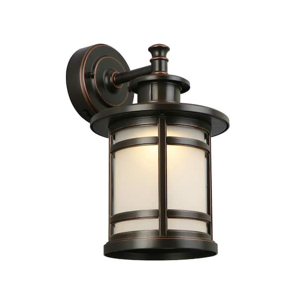 13 in. Oil-Rubbed Bronze Motion Sensing Integrated LED Hardwired Outdoor Wall Light Lantern Sconce - Thumbnail 3
