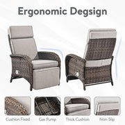 Carlos Brown Wicker 2-Piece Outdoor Chaise Lounge Chair, Patio Adjuestment Recliner with Beige Olefin Soft Cushion