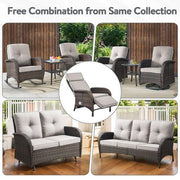 Carlos Brown Wicker 2-Piece Outdoor Chaise Lounge Chair, Patio Adjuestment Recliner with Beige Olefin Soft Cushion