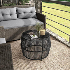 Ysar Black Boho Round Metal Outdoor Side Table