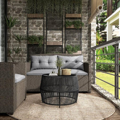 Ysar Black Boho Round Metal Outdoor Side Table