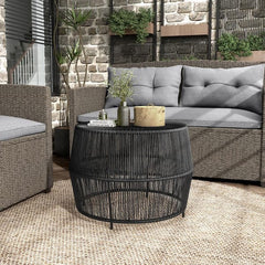 Ysar Black Boho Round Metal Outdoor Side Table