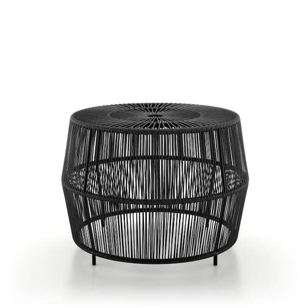 Ysar Black Boho Round Metal Outdoor Side Table