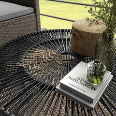 Ysar Black Boho Round Metal Outdoor Side Table