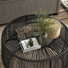 Ysar Black Boho Round Metal Outdoor Side Table