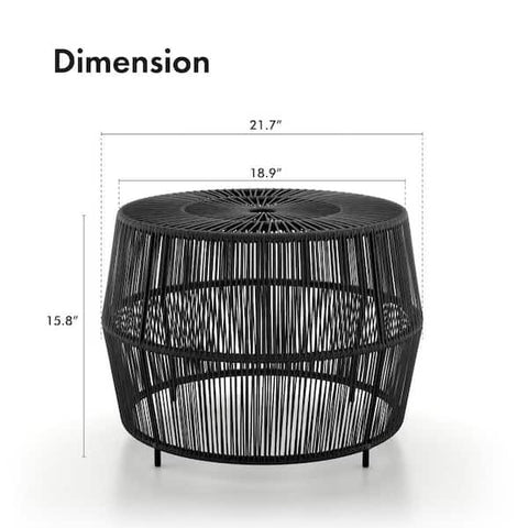Ysar Black Boho Round Metal Outdoor Side Table