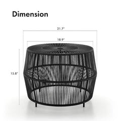 Ysar Black Boho Round Metal Outdoor Side Table
