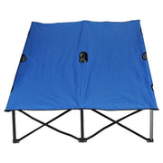 Portable Wide Folding Elevated Bed Camping Cot for Adults with Easy Carry Bag and Durable Fabric, Blue