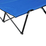 Portable Wide Folding Elevated Bed Camping Cot for Adults with Easy Carry Bag and Durable Fabric, Blue