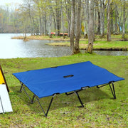Portable Wide Folding Elevated Bed Camping Cot for Adults with Easy Carry Bag and Durable Fabric, Blue