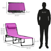 Black Metal Outdoor Chaise Lounge with 4-Position Adjustable Backrest for Patio, Deck and Poolside