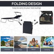 Adjustable Folding Black Oxford Cloth Outdoor Tanning Chair