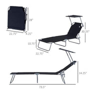 Adjustable Folding Black Oxford Cloth Outdoor Tanning Chair