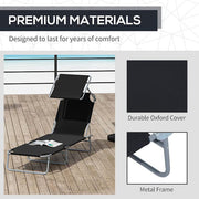 Adjustable Folding Black Oxford Cloth Outdoor Tanning Chair