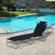 Adjustable Folding Black Oxford Cloth Outdoor Tanning Chair