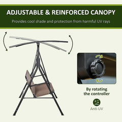 Seats 2-Adults Patio Swing Chair with Canopy