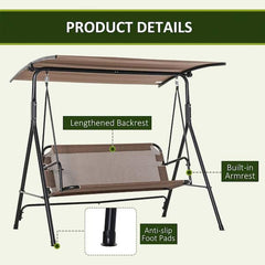 Seats 2-Adults Patio Swing Chair with Canopy