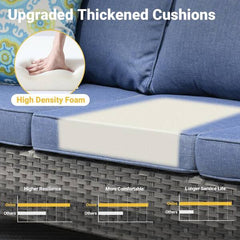 New Vultros Gray 5-Piece Wicker Outdoor Patio Conversation Seating Set with Blue Cushions