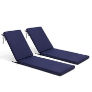2-pack 80 in. Outdoor Lounge Chair Lounge Polyester Chair Cushions in Navy Blue