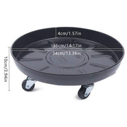 Black Round Iron Indoor Outdoor Plant Flower Pot Saucer Heavy-Duty Flower Pot Tray with Universal Wheels (Set of 3)