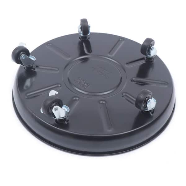 Black Round Iron Indoor Outdoor Plant Flower Pot Saucer Heavy-Duty Flower Pot Tray with Universal Wheels (Set of 3) - Thumbnail 2