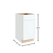 Courtland 18 in. W x 24 in. D x 34.5 in. H Assembled Shaker Base Kitchen Cabinet in Polar White