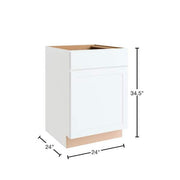 Courtland 24 in. W x 24 in. D x 34.5 in. H Assembled Shaker Base Kitchen Cabinet in Polar White