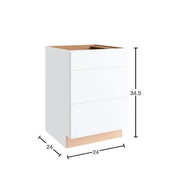 Courtland  24 in. W x 24 in. D x 34.5 in. H Assembled Shaker Drawer Base Kitchen Cabinet in Polar White