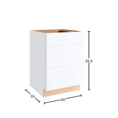 Courtland  24 in. W x 24 in. D x 34.5 in. H Assembled Shaker Drawer Base Kitchen Cabinet in Polar White
