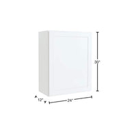 Courtland 24 in. W x 12 in. D x 30 in. H Assembled Shaker Wall Kitchen Cabinet in Polar White