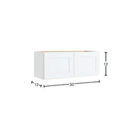 Courtland 30 in. W x 12 in. D x 12 in. H Assembled Shaker Wall Bridge Kitchen Cabinet in Polar White