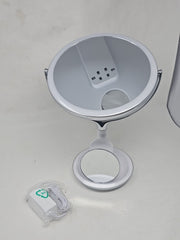 8 in. x 8 in. Round Table Top Bathroom LED Mirror with Wireless Charger by Sharp