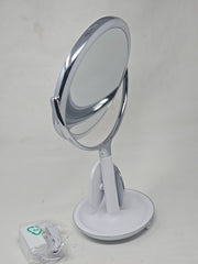 8 in. x 8 in. Round Table Top Bathroom LED Mirror with Wireless Charger by Sharp