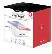 5 ft. 2-Outlet Surge Protector with Qi Charger, Power Cord, 1 USB-A, 1 USB-C PD
