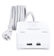 5 ft. 2-Outlet Surge Protector with Qi Charger, Power Cord, 1 USB-A, 1 USB-C PD