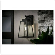 Hampton Bay Corbin Medium 13 in. Modern 1-Light Black Tapered Hardwired Outdoor