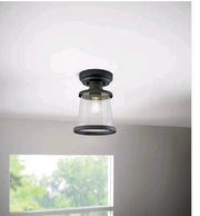 Hampton Bay Rigby 9.6 in. 1-Light Matte Black Round Flush Mount Ceiling Light