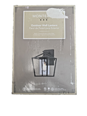 Monteaux Lighting 13.75 in. 1-Light Black/Chrome Outdoor Wall Lantern Sconce