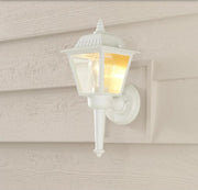 13.5 in. 1-Light White Outdoor Wall Light Fixture with Clear Glass
