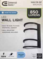 Commercial Electric LED WALL LIGHT BRONZE 850 Lumens 1008-376-297