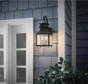 Home Decoratore13654 18"2-Light Matte Black Outdoor Wall Light with Seeded Glass