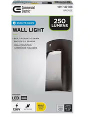 Commercial Electric 250 Lumen Integrated LED Bronze Dusk to Dawn Wall Pack Light