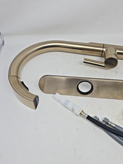 Delta Keele Brushed Gold Kitchen Faucet with Pull Down Sprayer, Modern Brushe...