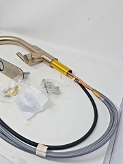 Delta Keele Brushed Gold Kitchen Faucet with Pull Down Sprayer, Modern Brushe...