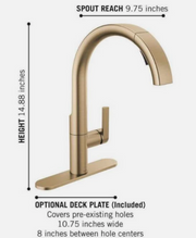 Delta Keele Brushed Gold Kitchen Faucet with Pull Down Sprayer, Modern Brushe...