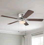 Hugger 52 in. LED Indoor Brushed Nickel Ceiling Fan with Light Kit