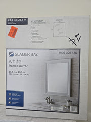 Glacier Bay 23.5" X 28.5"  Framed Mirror White Frame